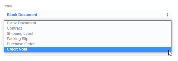 credit note dropdown